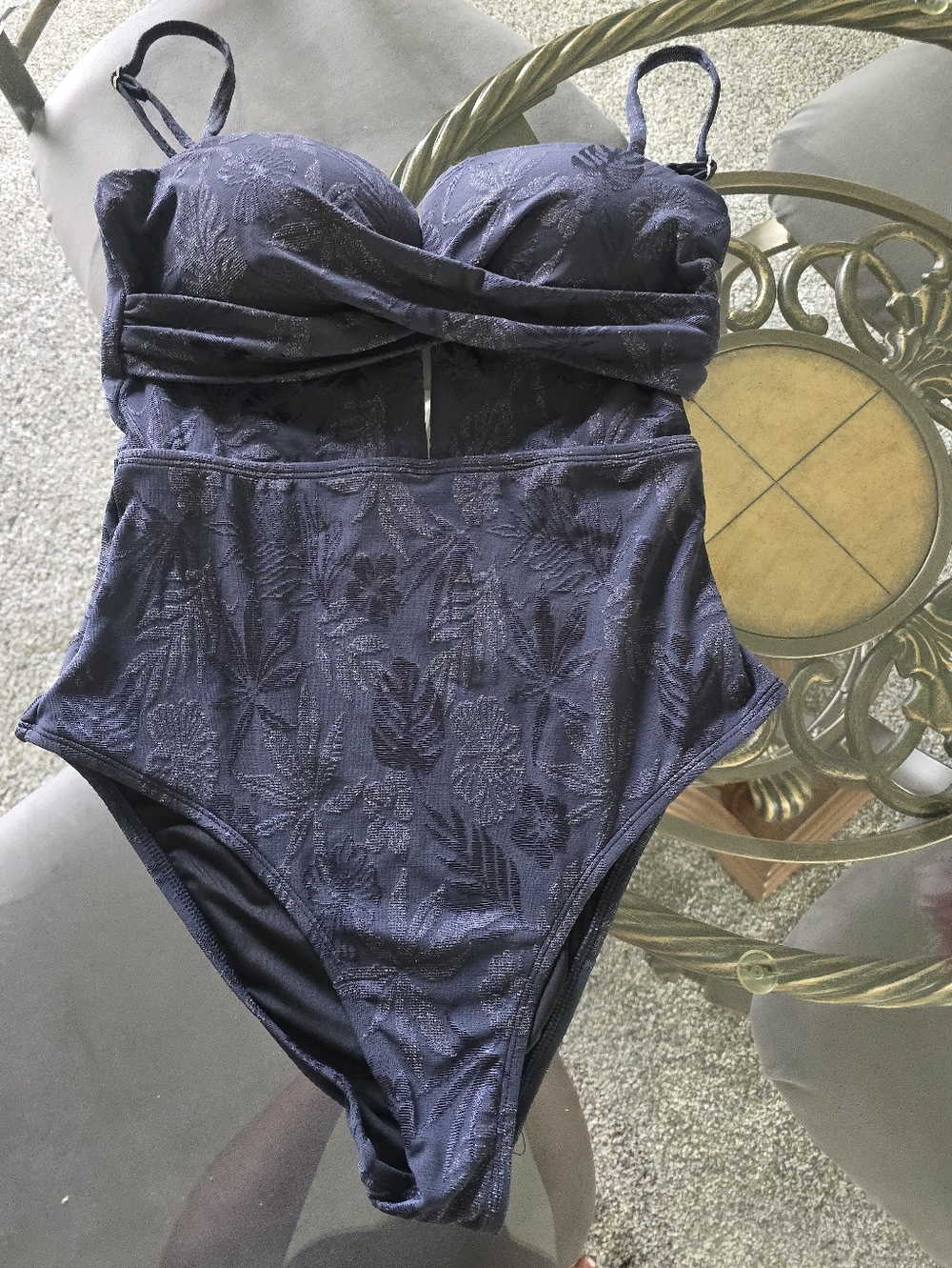 New With Tags Cupshe - Navy Textured One-Piece Swimsuit